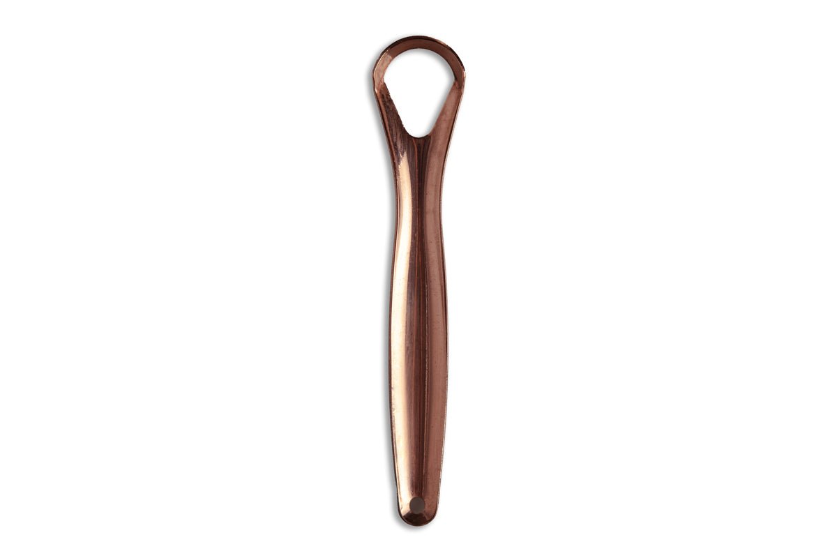 Copper Tongue Cleaner to remove plaque deposit from tongue