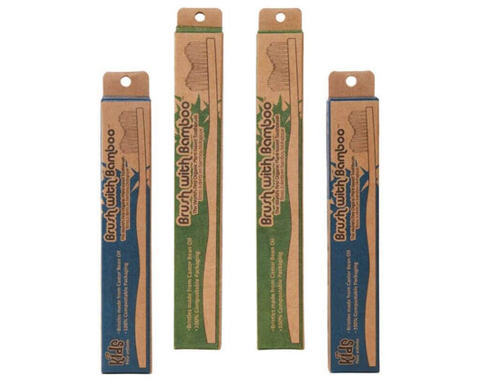 bamboo toothbrush with natural plant based bristles.