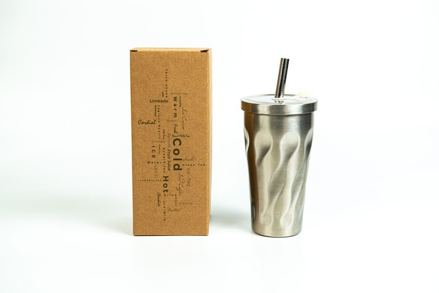 reusable cup with lid and straw